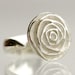 Sterling Silver Rose Ring - simple, organic, hand carved, adjustable