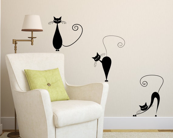 Vinyl Wall Decal 3 Cute Cats Wall decals