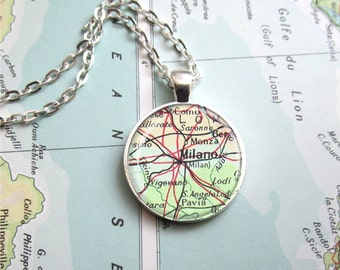 Vintage Map Pendant, Customized Map Necklace, Map Jewelry