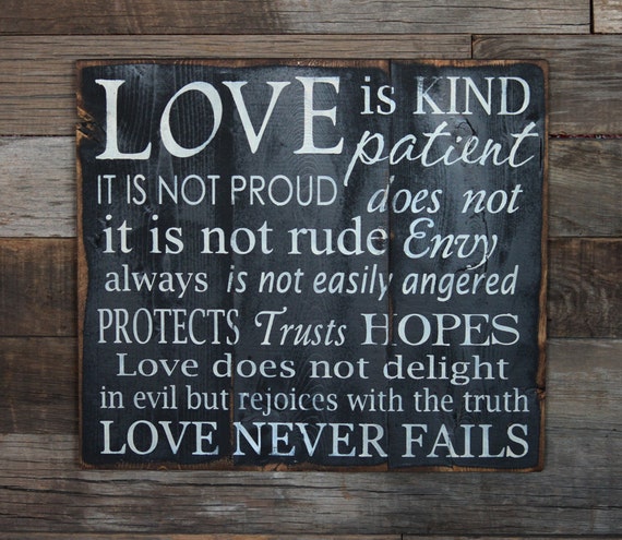 Items similar to Large Wood Sign - Love is Patient - Subway Sign on Etsy