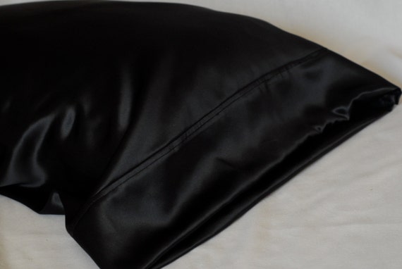 Black Standard Satin Pillowcase