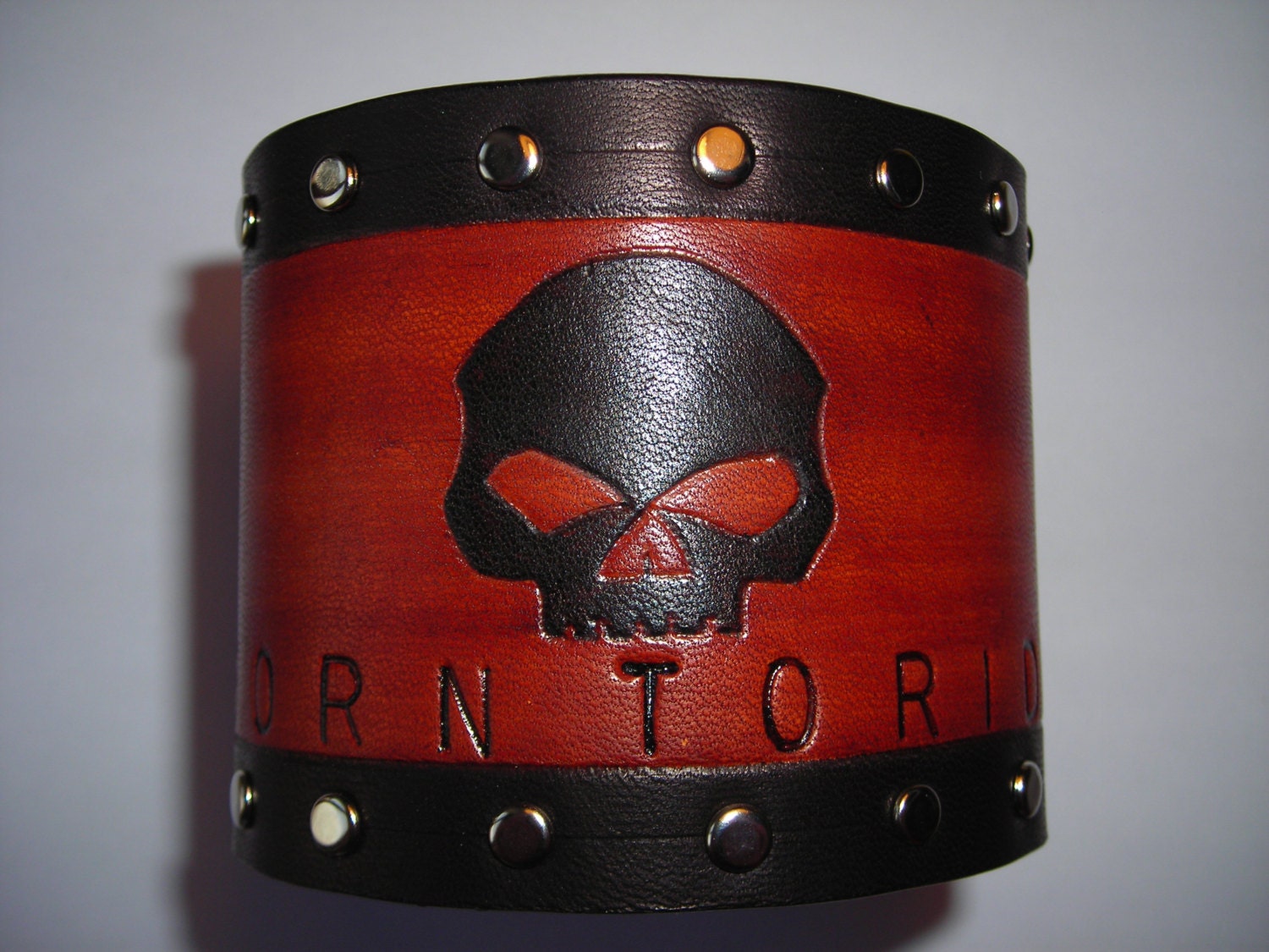 leather cuff wristband bracelet biker style by carnabystore