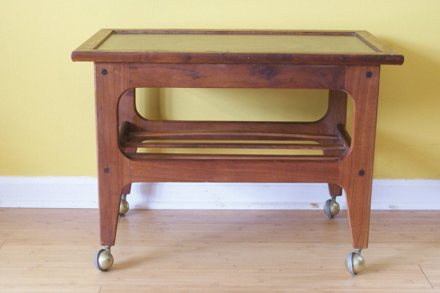 Teak sculptural Rolling Table on Wheels. Mid by FIGHOUSEVINTAGE