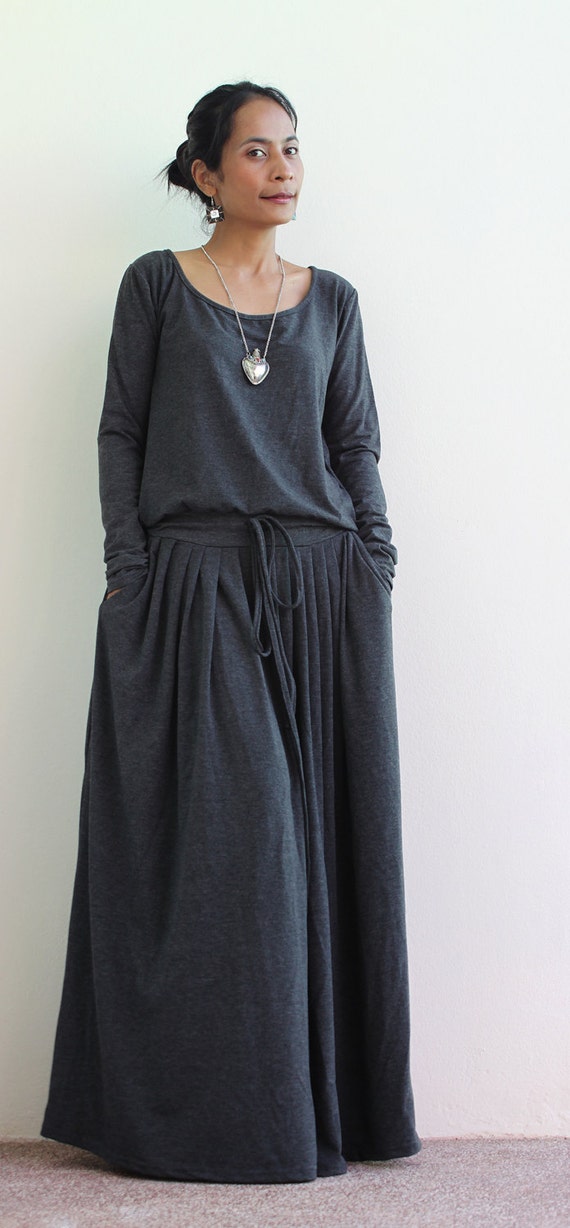 Maxi Dress Grey - Long Sleeve dress : Fall and Winter Collection