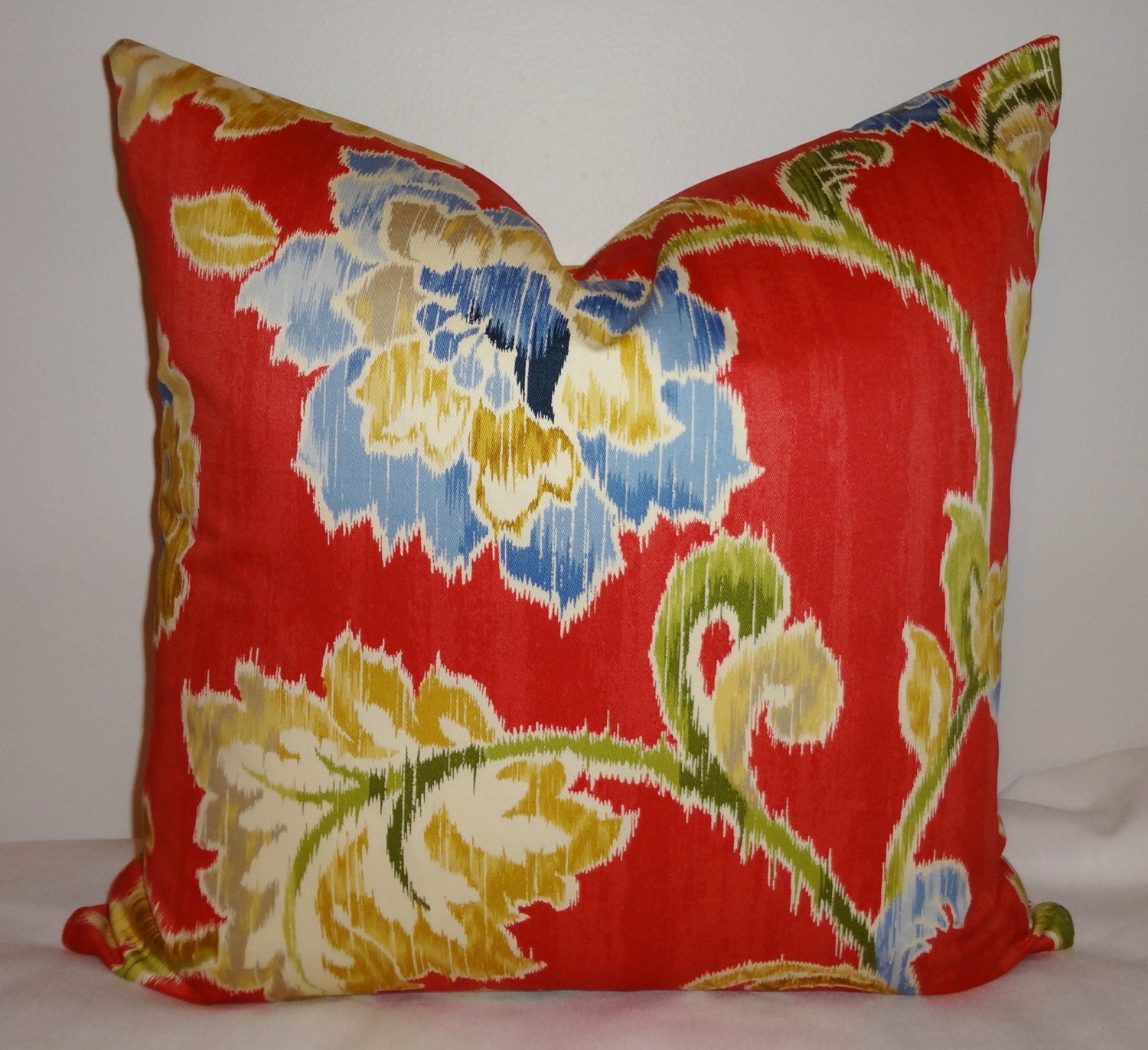 Waverly Red Floral Pillow Cover Decorative Pillow Throw Pillow