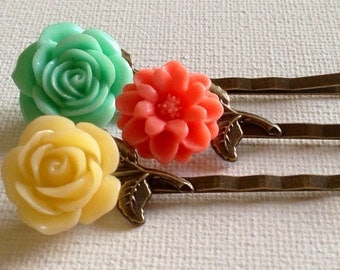 Bobby Pins, Hair Pins, Hair Clips, Hair Barrettes, Flower Hair Clips