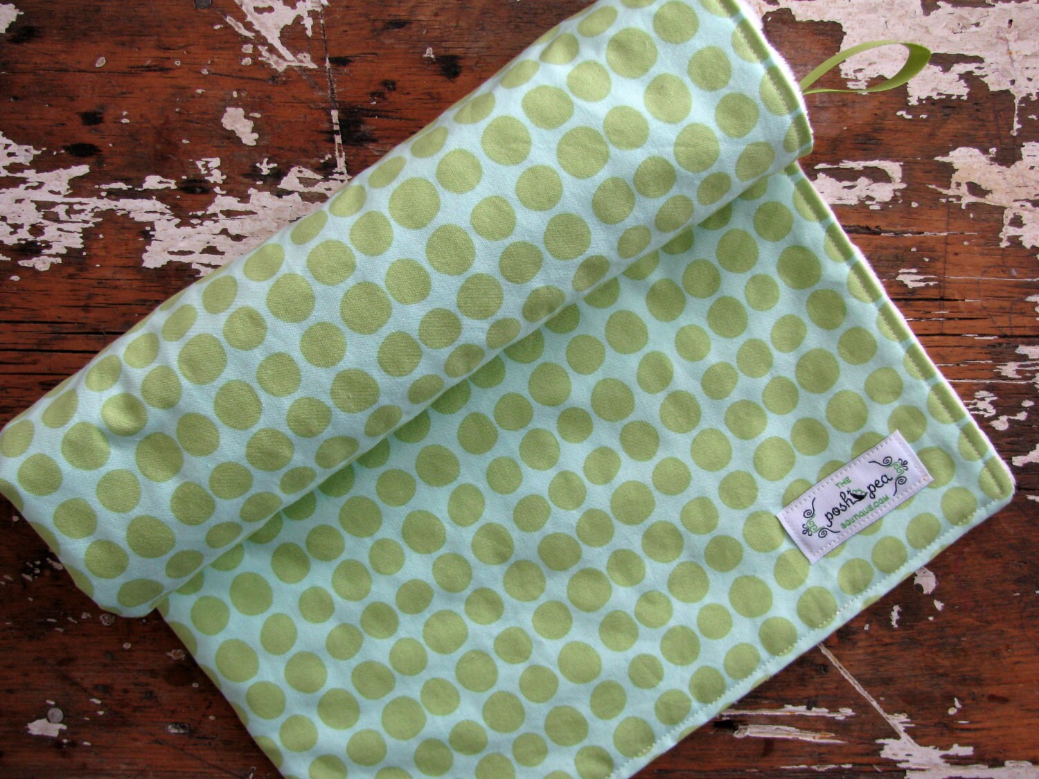 Baby Blanket Minky Aqua and Lime Dots Boy or Girl Love