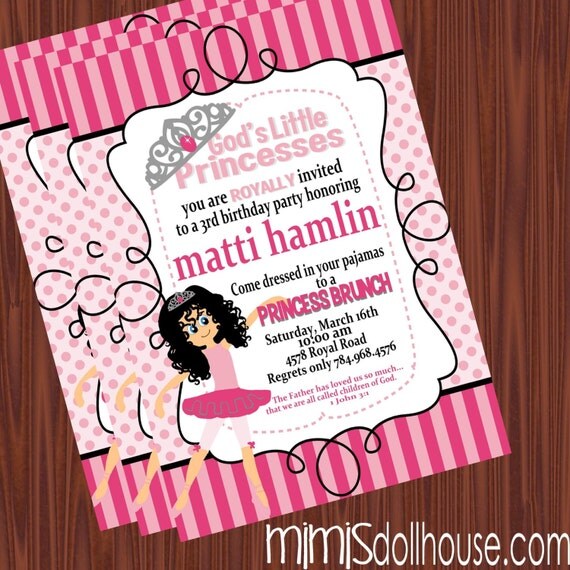 God's Little Princess Invitation- Printable Gigi Invitation- Gigi God's Princess Birthday invitation PDF/JPEG Il_570xn