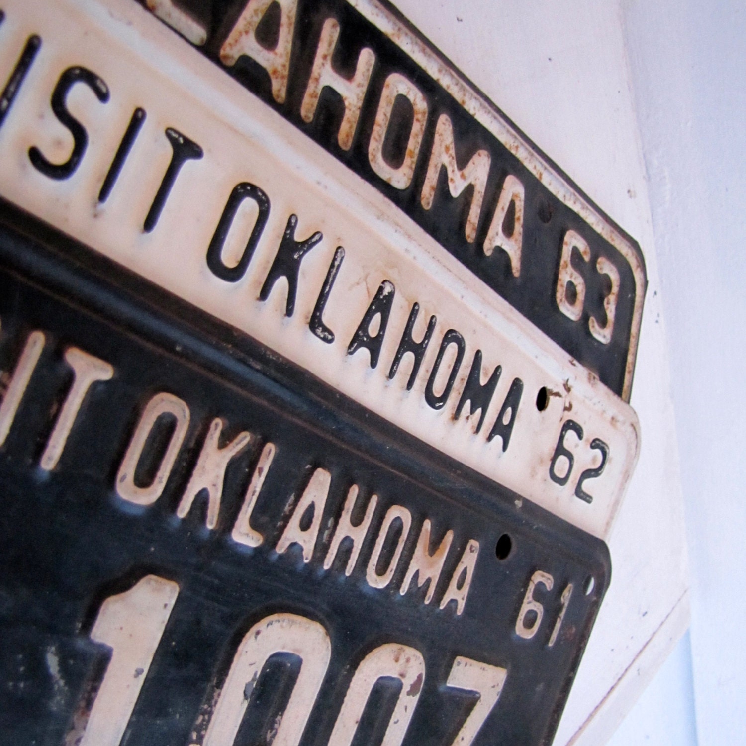 Three 1960's Oklahoma License Plates '61 '62 and by mattziekattzie
