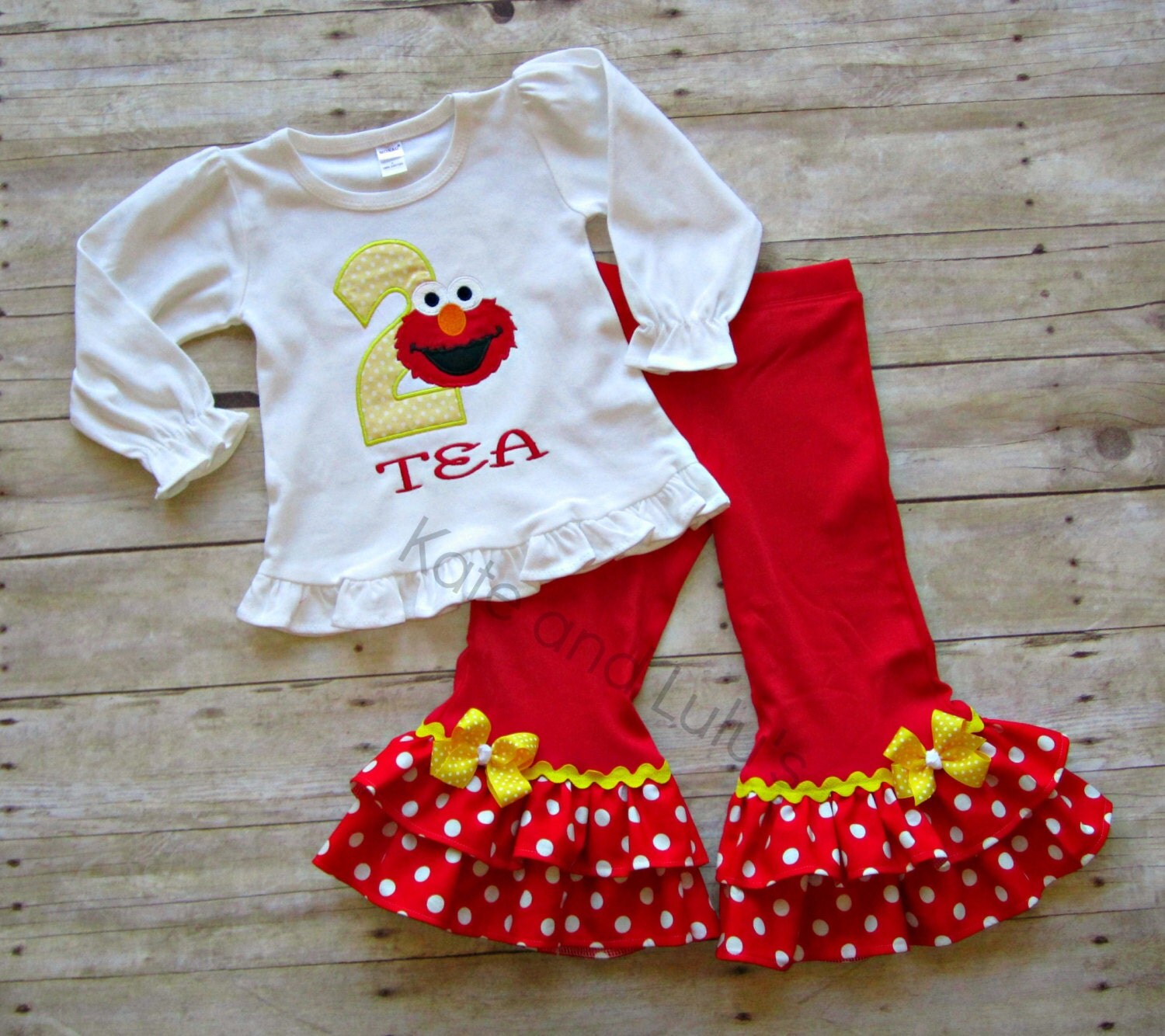 Girls Elmo Birthday Outfit Sesame Outfit Girls by KateandLulus