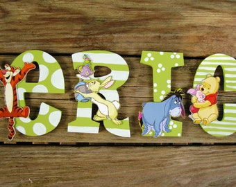 HAND PAINTED Baby Name Sign- Pooh Bear