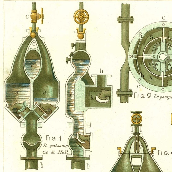 Antique PumpsTechnical Drawing 110 Years Old