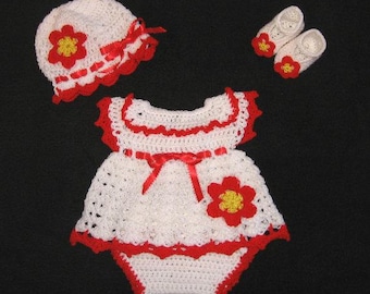 Crochet Diaper Dress Set White Newborn Dress set Knit baby clothes White Infant Dress Crochet white baby girl dress Set baby shower gift