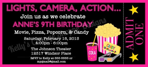 Movie Night Ticket Invitation... Custom, Printable, Digital Il_570xn