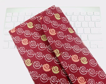 LAST ONE Apple Wireless Keyboard Sleeve Case Cover Padded Flap Closure Kimono pattern fabric Snails Dark red