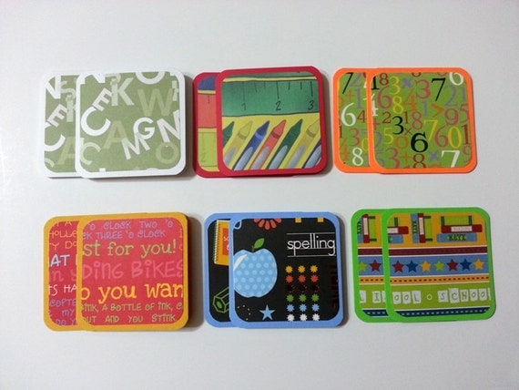 Mini Cards, School Cards, Teacher Cards, School Themed Mini Cards, Small Cards, Square Cards, 3X3 cards