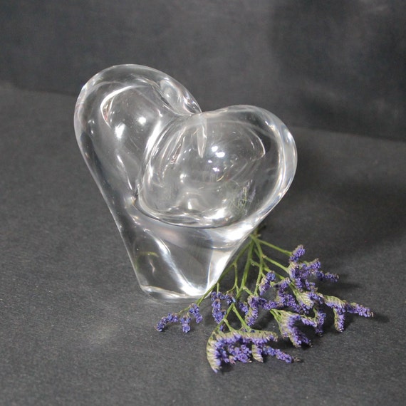 Vintage Art Glass Heart Vase