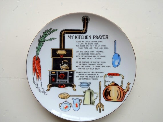 Vintage My Kitchen Prayer Wall Plate 1960s