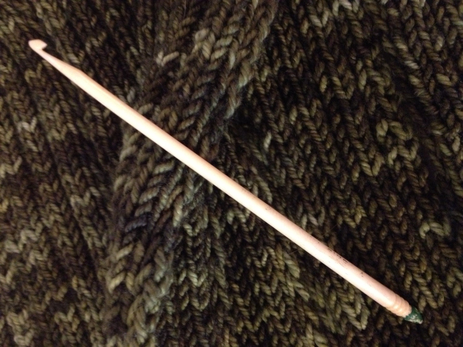 Antique 1800's Ox Bone Crochet Hook w/ Green Painted by PureChance