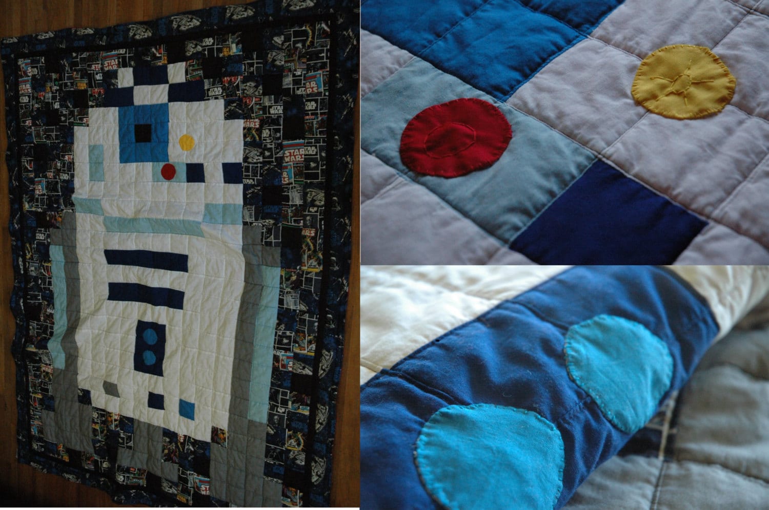 R2D2 Star Wars Pixel Art Quilt Twin Bed Quilt Star Wars