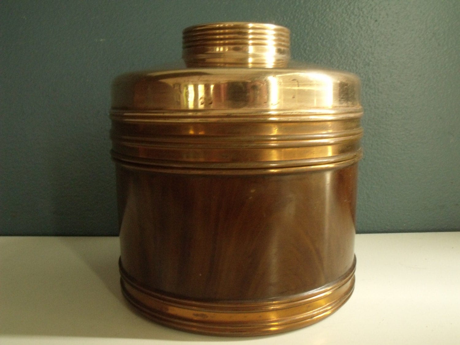 Vintage Rumidor Copper Cigar Tin Tobacco Canister Humidor