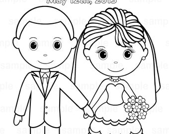 Printable Personalized Wedding coloring activity by