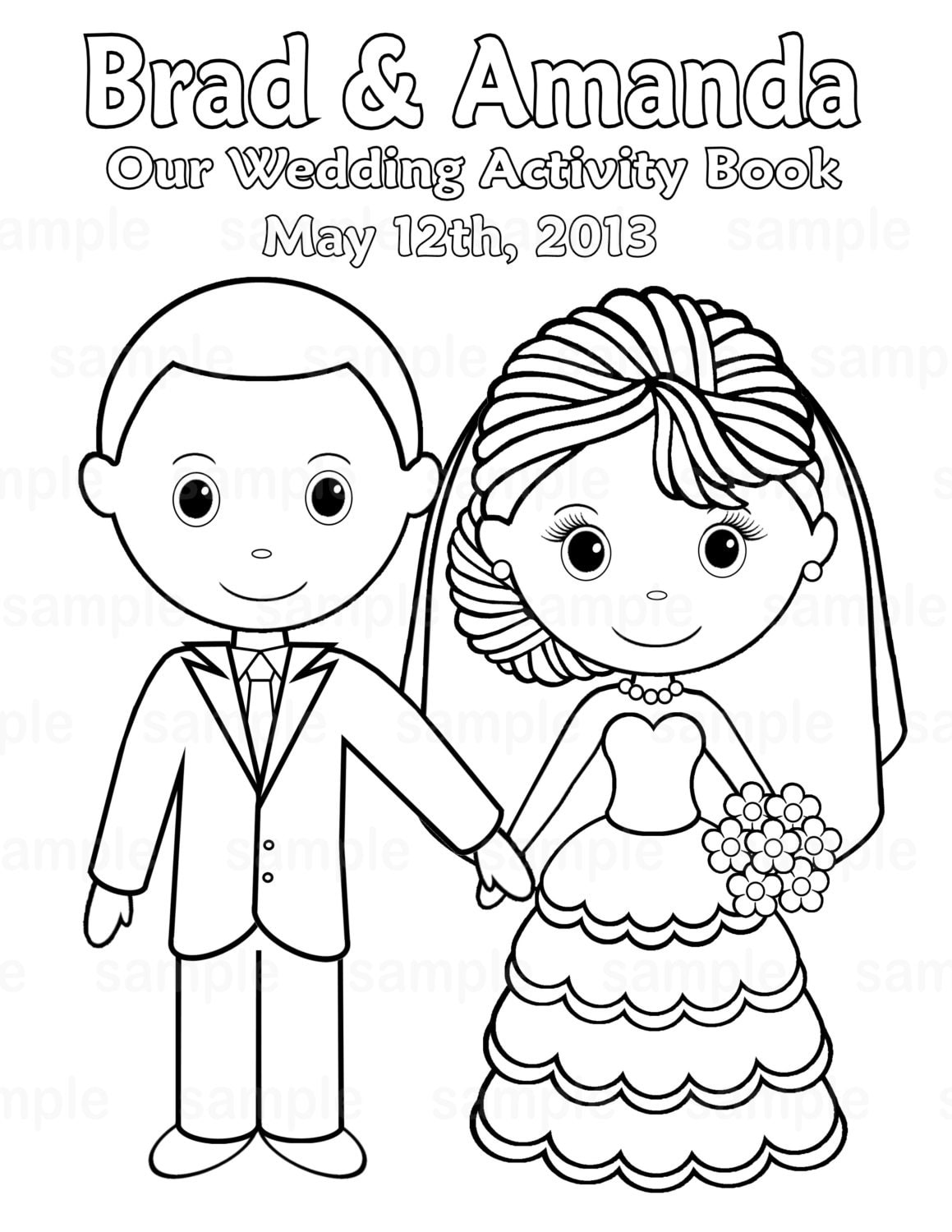 Printable Personalized Wedding coloring activity by