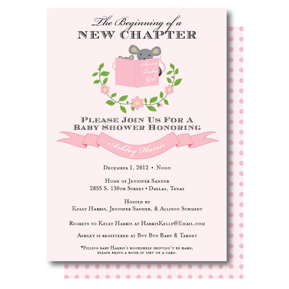 Stock the Library Story Book Baby Shower Invitation