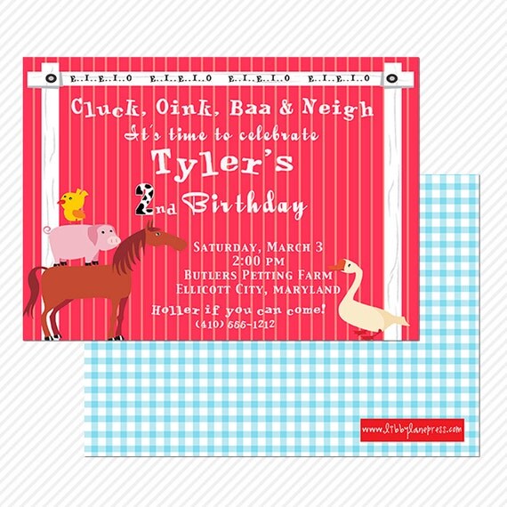 Down on the Farm BARNYARD INVITATION, PRINTABLE by Libby Lane Press Il_570xn
