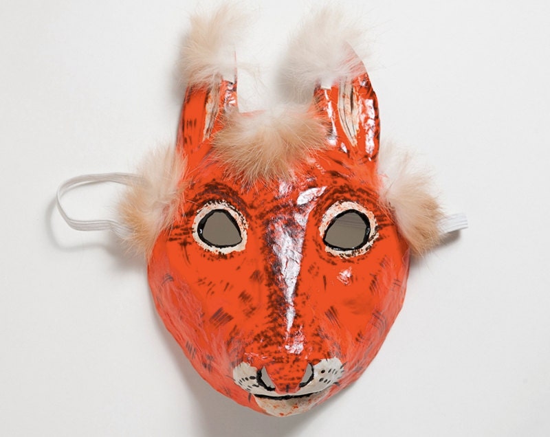 Paper mache squirrel mask by Jevgeniamasks on Etsy