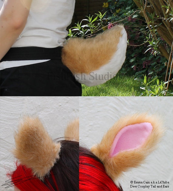 Luxury Faux Fur Deer Tail and Ear Set Furry Cosplay