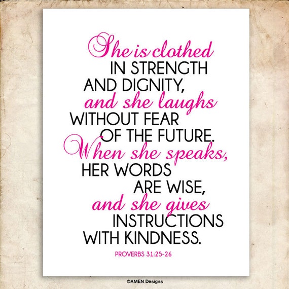 She Proverbs 31 25 26 Printable Christian Art Bible Verse 