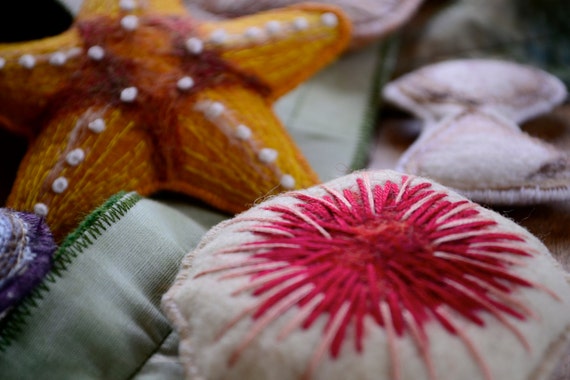 Summer Ocean Toys. Felt Seashell Nature Montessori Toys from Aly Parrott on Etsy. Made to order.