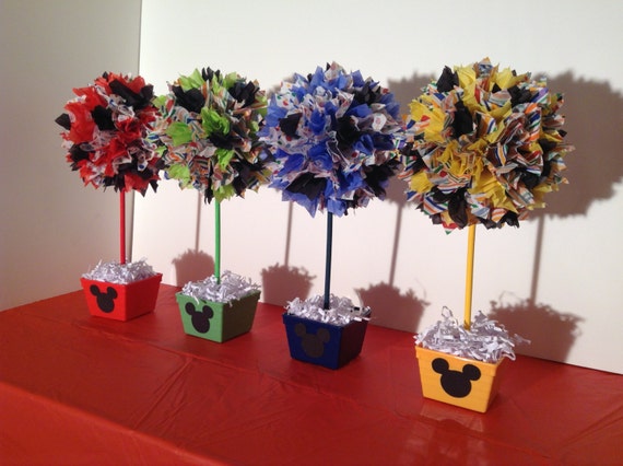 Mickey Mouse birthday party decorations, Mickey Mouse centerpiece, set of four