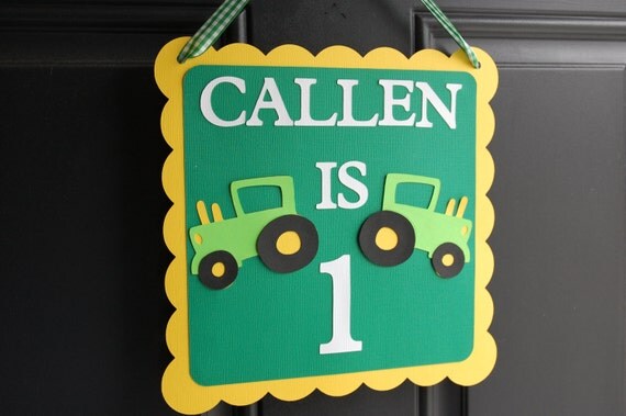 John Deere Door Sign, John Deere Birthday Party, Inspired, Green Tractor, Farm, Barnyard Welcome Sign Il_570xn