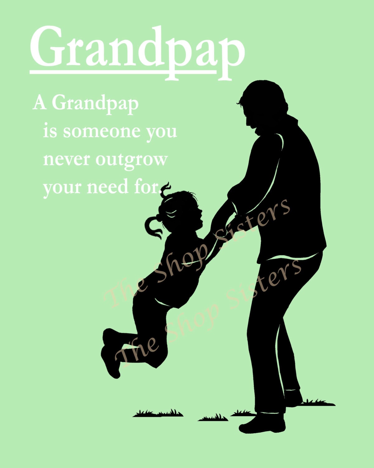 Grandfather Poem Grandpap Pap Zaydee Pappou green Custom 8 x