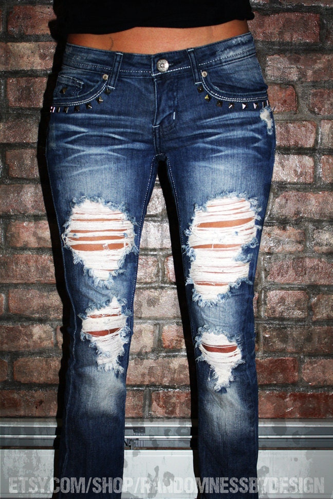Custom Studded Womens Jeans. Size: 0