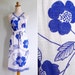 Vintage 70's Striped V Neck Floral Print Sun Dress XS