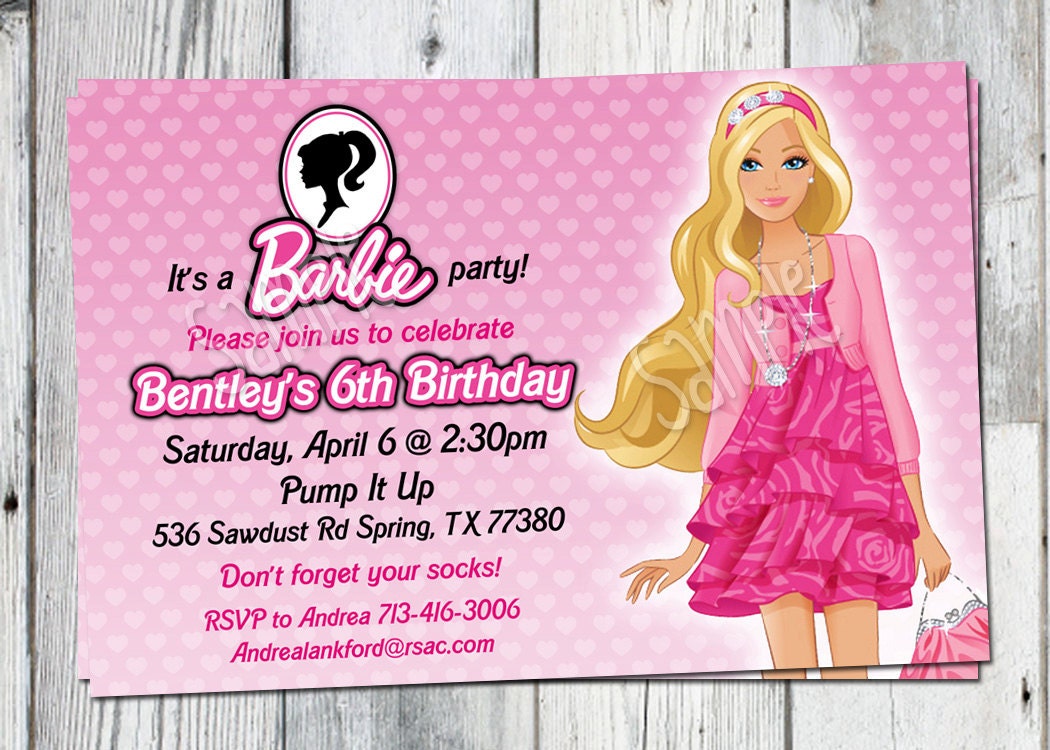 Free Printable Barbie Birthday Party Invitations 2