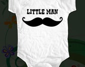 Little Man Mustache Baby Onesie -  Infant Bodysuit - Silkscreen printed with waterbased inks