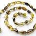 Baltic Amber Necklace Green Color Olive Beads. For Adults