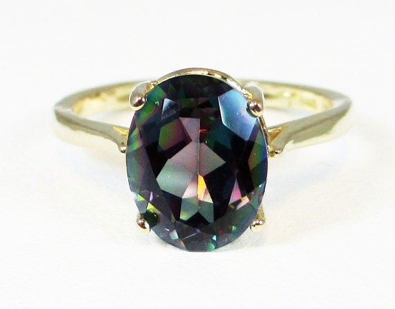 14k Yellow Gold Mystic Topaz Ring by DreamyRings on Etsy