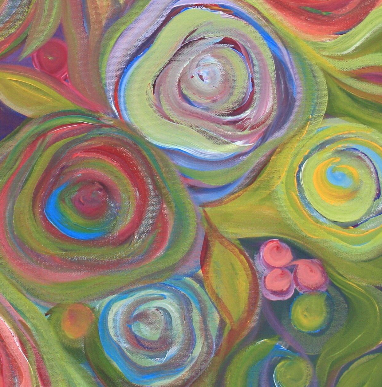 Abstract Rose Garden Painting Rose Garden 24x24 Original