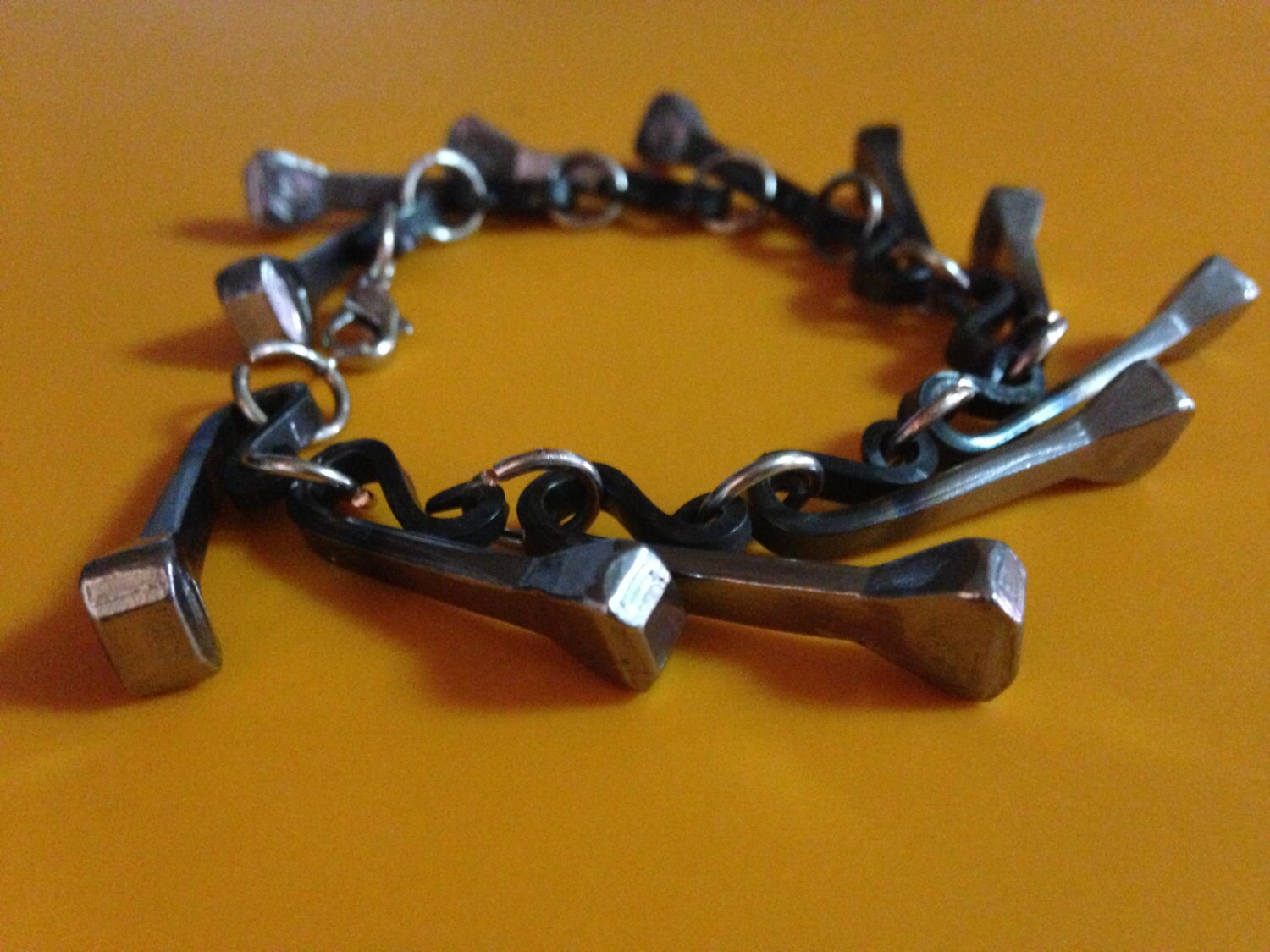 Hand Horseshoe Nail Bracelet Rustic Jewelry