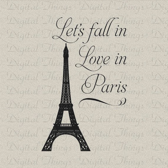 French Paris Eiffel Tower Fall In Love In Paris Wall Decor Printable ...