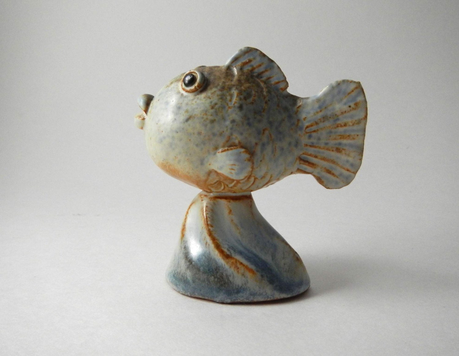 Vintage Studio Pottery Fish Figurine Artist Signed Portugal