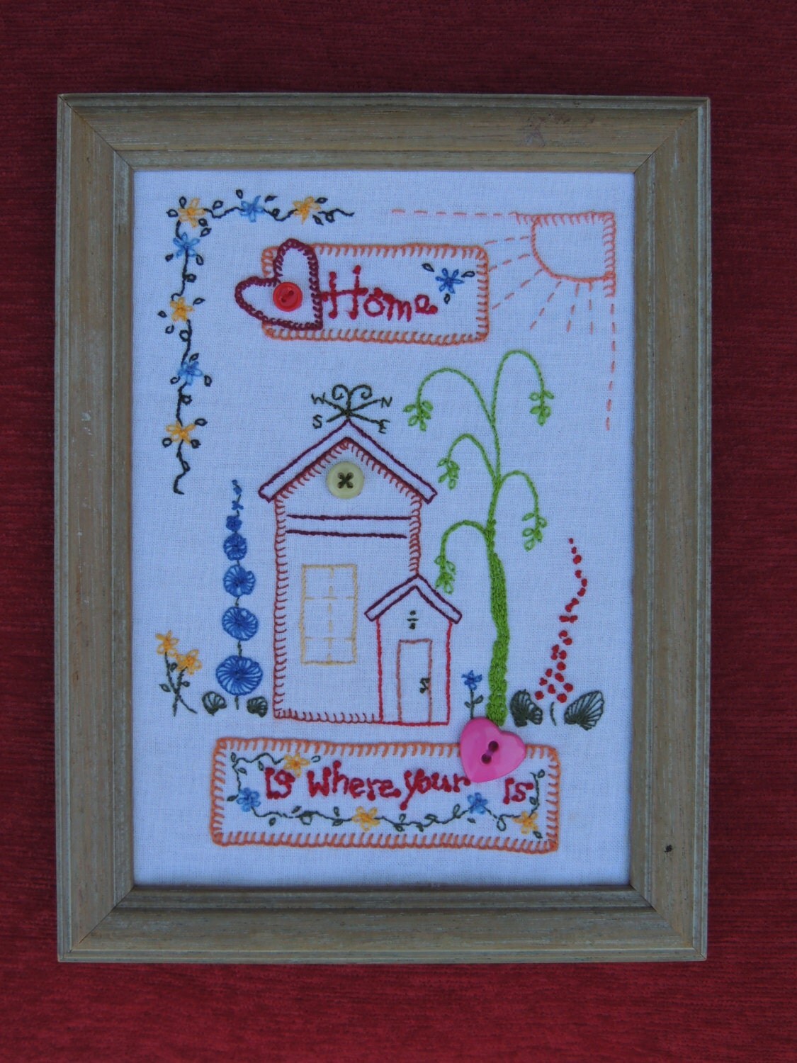 Home is where your heart is embroidery wall art Home is where your heart is embroidery wall art