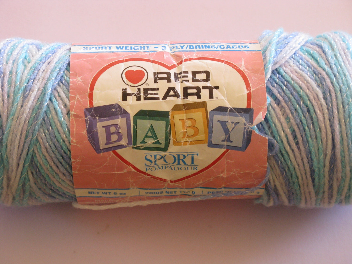 Red Heart Baby Sport Pompadour 3 Ply 6oz. Seashore Blues and