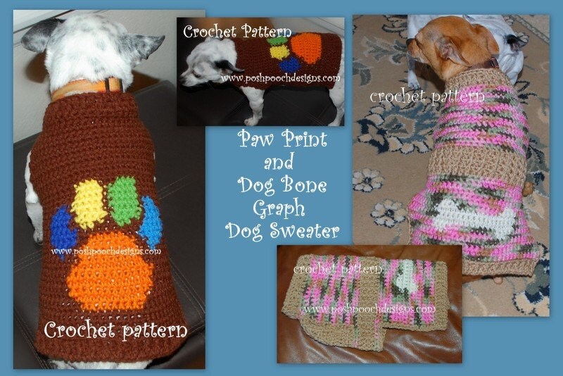 Instant Download Crochet Pattern Bundle Dog Bone and Paw