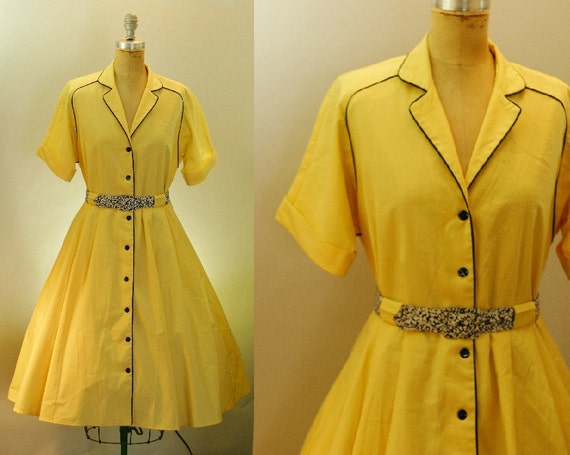 Vintage 1950s Yellow Dress